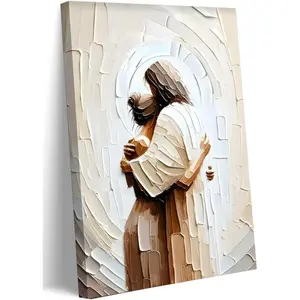 Jesus Canvas Wall Art Canvas Jesus Embracing Woman Safe in His Arms Wall Decor Picture Christian Painting Print Poster for Bedroom Living Room Dining Room Church Home Decoration Ready To Hang