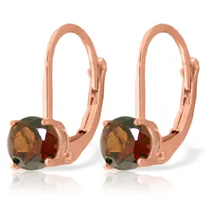 14k Rose Gold Leverback Earrings with Garnet