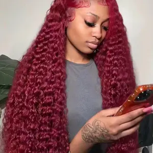 250% Density 99J Burgundy Deep Wave HD Lace Front Human Hair Wig – 13x4