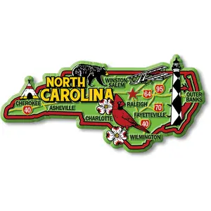 North Carolina Colorful State Magnet by Classic Magnets, 4.8" x 2.3"