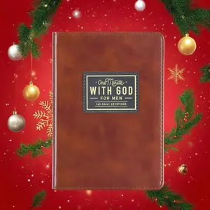 One Minute with God for Men | 365 Devotions in Brown Faux Leather | Daily Faith & Encouragement Journal | Portable 365-Day Reflection Book | Perfect Gift for Christmas, Birthdays, Holidays & New Year | Men’s Christian Self-Improvement Devotional Notebook