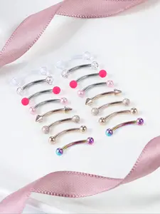 Stainless Steel Eyebrow Piercing Jewelry Set, Simple Style Body Jewelry Body Piercings for Women & Men, Trendy All-match & Exquisite Jewelry for Birthday Gift