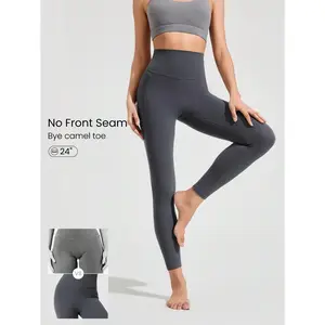 GLOWMODE 24" FeatherFit™ Soft Slay Sweat-Wicking Stretchy No Front Seam Ultra High-Rise Waist Leggings With Side Pockets Low-Impact Yoga Pilates Barre Studio Daily Casual Wear