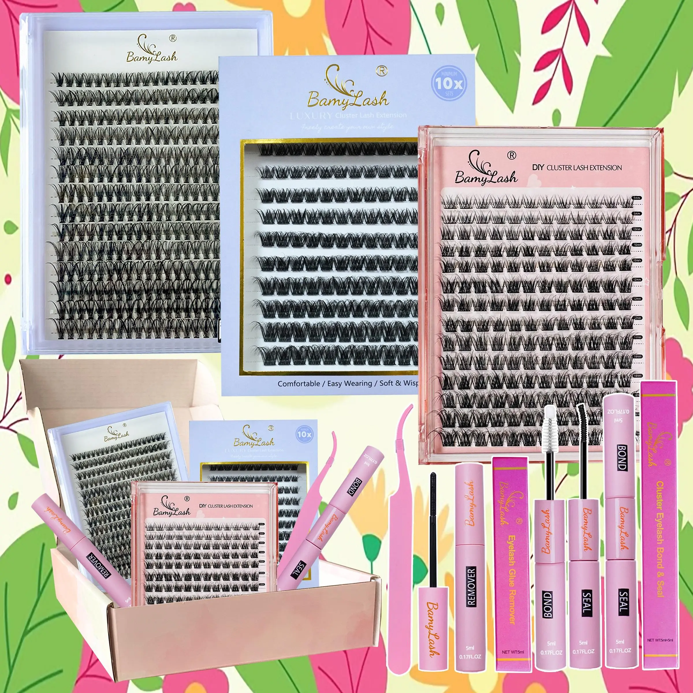 Natural Look DIY Eyelash Extensions Kit, 3 Boxes Individual False Eyelashes with Glue & Tweezers, False Eyelashes Set, Professional Eye Makeup Accessories for Women, Cosmetic, Diy Personal Lashes