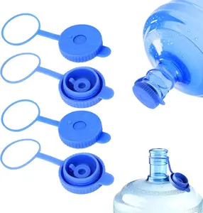 4 Pack Reusable Water Jug Caps for 3 & 5 Gallon Bottles, 55mm Food-Grade Silicone Replacement Lids for Water Dispensers, Leak-Proof Non-Spill Design
