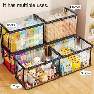 Transparent PVC Storage Bag with Flip Cover and Window, Multi-Purpose Foldable Large Capacity Organizer, Durable Rectangular Home Storage Box