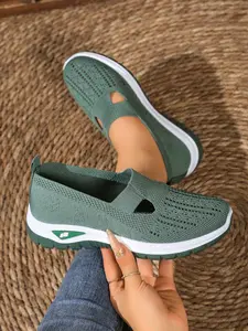 Women's Summer Shoes 2026, Breathable Mesh Slip-On Sneakers, Soft Sole Comfort Casual Footwear, Low Top Round Toe Textile Shoes