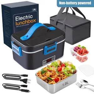 Deals for You Days,Electric Lunch Box,Portable Food Warmer for Cars/Trucks/Home/Work,Adult-Sized Leak-Proof Design,80W Fast Heating,110V/12V/24V ,Lunch Box 1.5&1.8L Stainless Steel Container&Bag Tableware