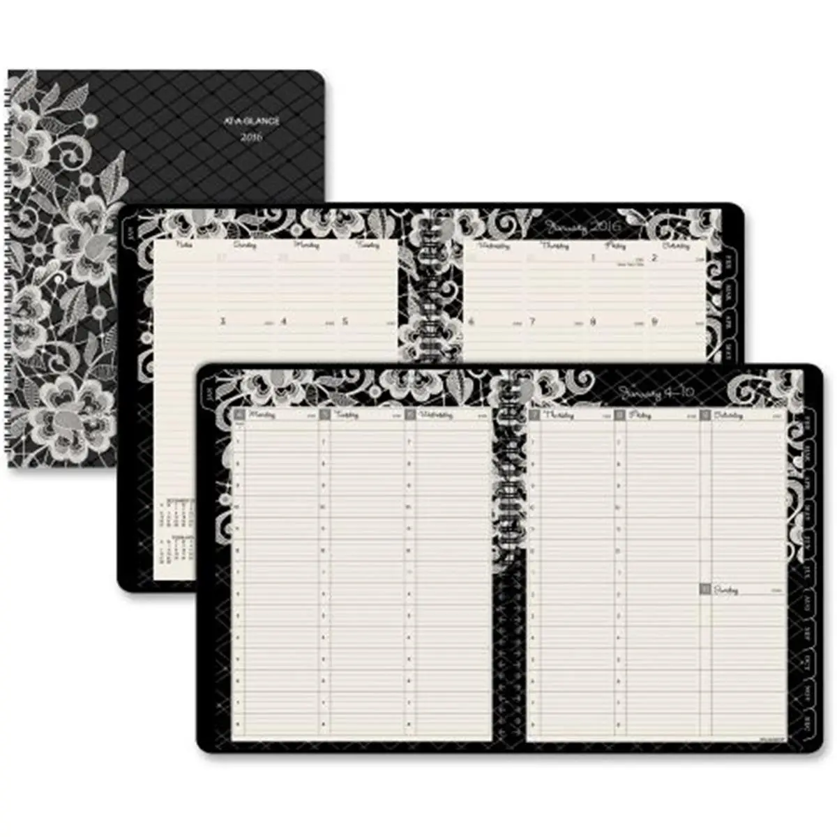 212 MAIN Professional Wire-Bound Planner Notebook - Soft Suede Lace Cover, Ruled Pages, At-A-Glance Weekly-Monthly Layout, Count of Days/Days Remaining, Holidays, Detailed Planning, Weekly Planner Notepad, Office Stationery Supplies, Calendar Planner