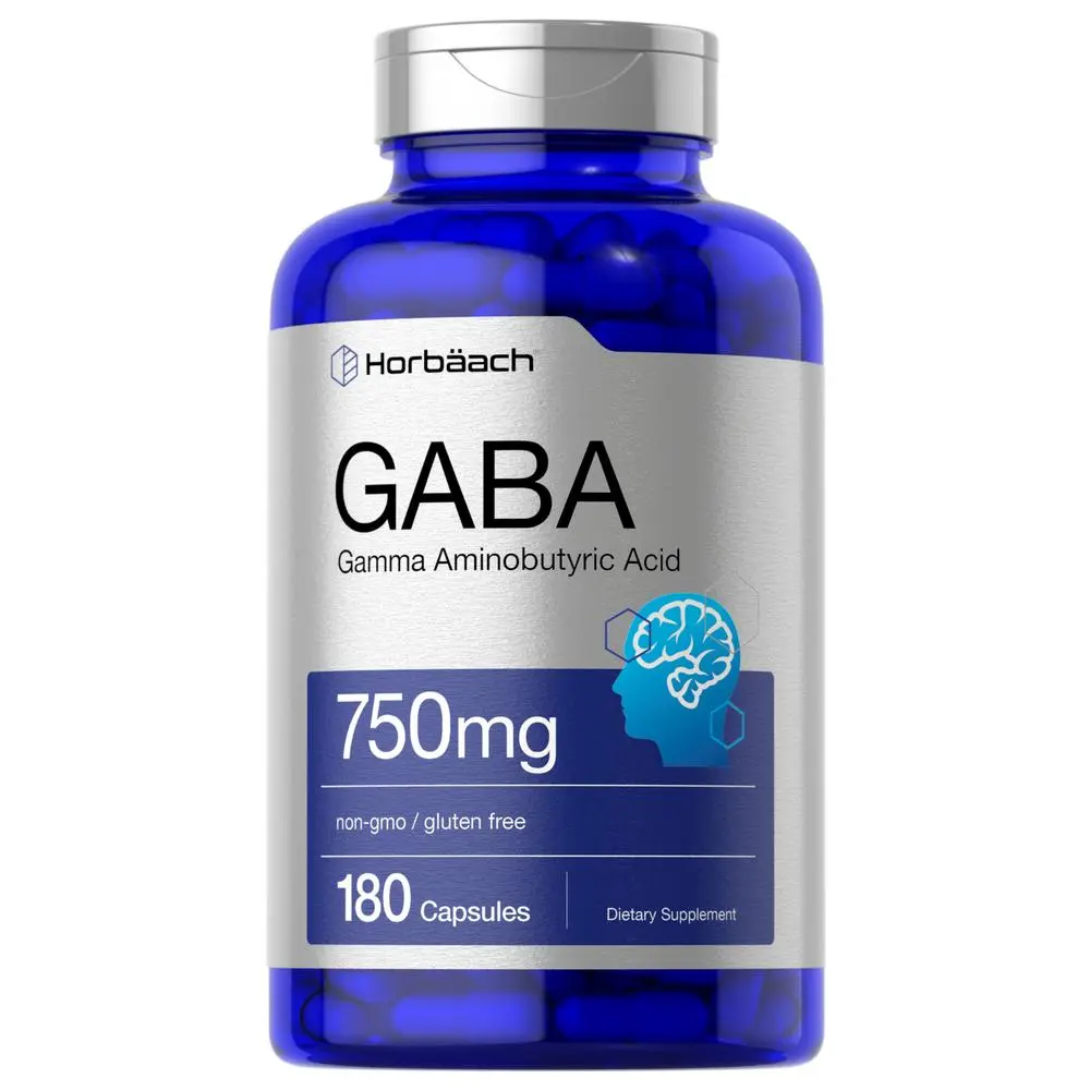 Horbäach GABA 750mg | 180 Powder Capsules | Gamma Aminobutyric Acid Supplement | Non-GMO, Gluten Free Horbäach GABA 750mg | 180 Powder Capsules | Gamma Aminobutyric Acid Supplement | Non-GMO, Gluten Free