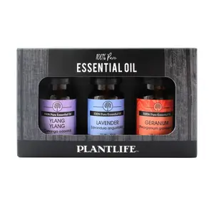 Plantlife Flower Essential Oil Aromatherapy 3‑Pack Set – Ylang Ylang, Geranium & Lavender [10ml Each]