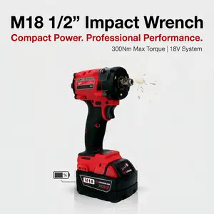 Milwaukee  1/2In Brushless  FIW212， screwdriver power tool, M18 Lithium Replacement Battery Pack, high torque impact wrench Cordless