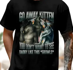 A Wolf Always Protects His Kitten Shirt, Funny Meme Shirt, Alpha Werewolf Shirt, Silly Animal Shirt, Weird Men Shirt, Alpha Wolf Shirt