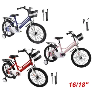 Gift for Children - 16"/18" Kids Bike for Boys&Girls with Patterned Rack&Auxiliary Wheels, Blue/Pink/Red