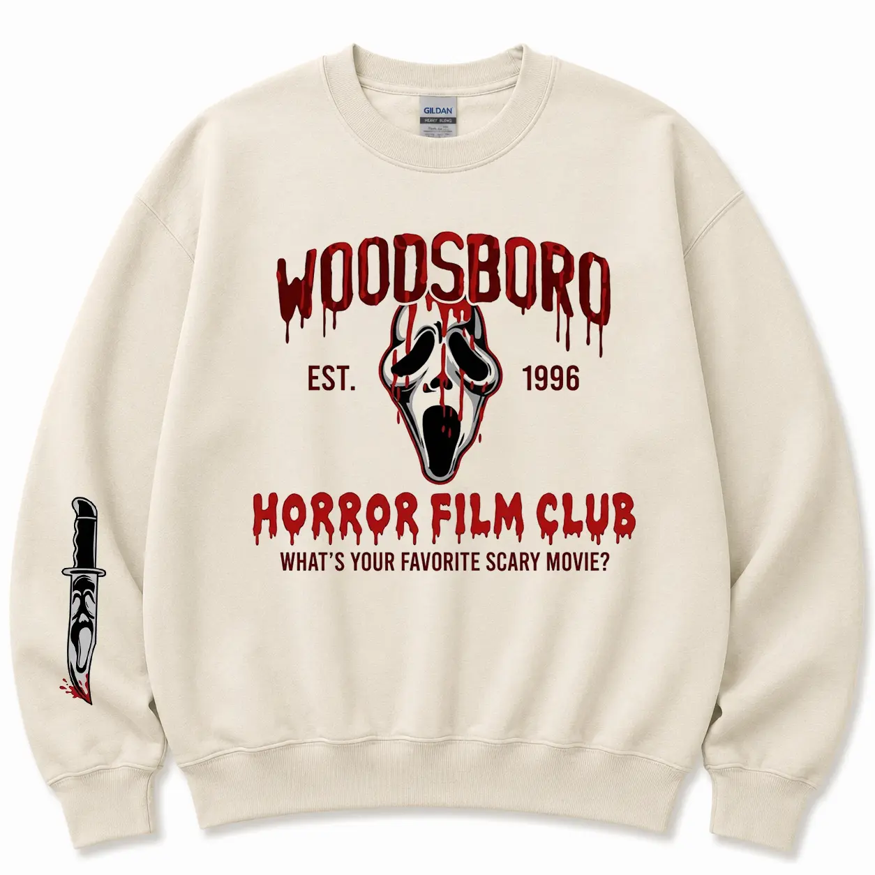 Women's Woodsboro Scream Film Club Graphic Sweatshirt - 90s Basic Casual Japanese Style, Horror Lover Gifts, Christmas, Cute