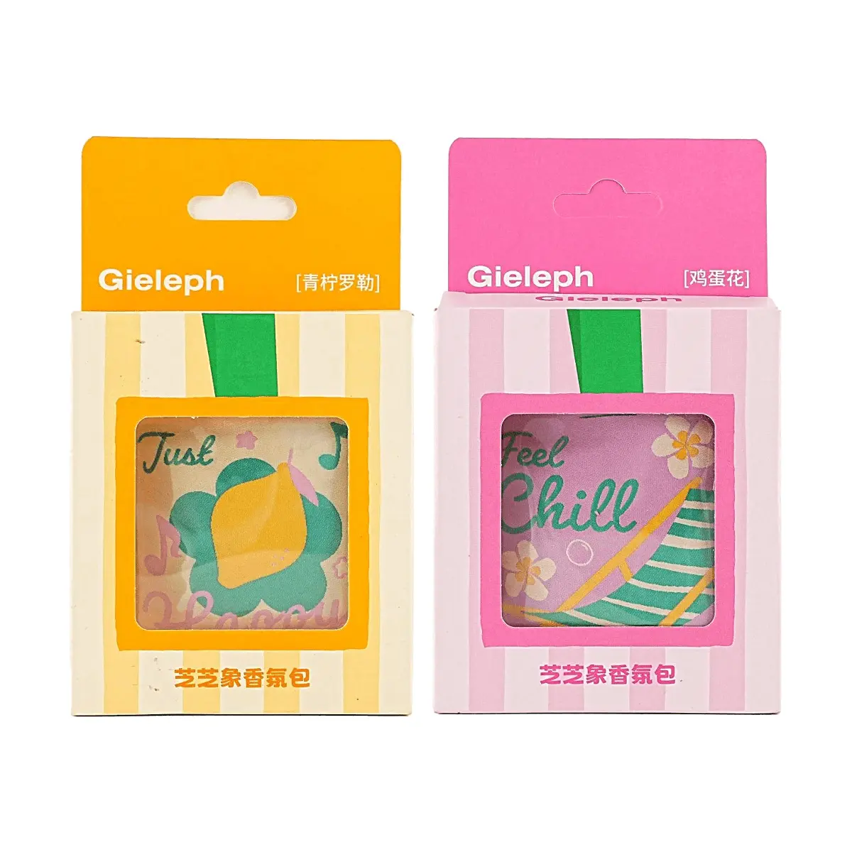 Gieleph LETO 2pcs Fragrance Sachets Set - Long Lasting Scented Bags for Wardrobe, Drawer, Car - Lime Basil & Frangipani