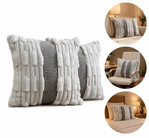 Grey Faux Fur Pillowcases, 2-Pack 18x18 in, TikTok Bestseller with Soft Luxurious Texture, Ideal for Stylish Home Décor