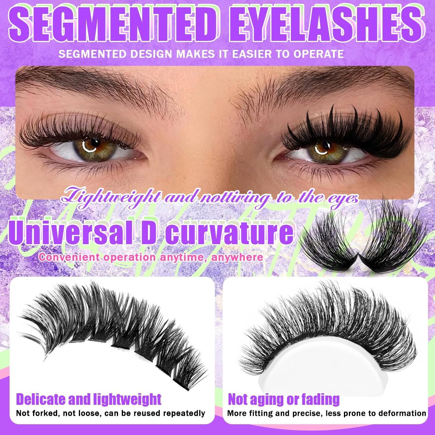 Lash Clusters Kit，800Pcs Lash Clusters, Includes Spiky and Bottom Lashes, 40D+60D+80D+100DMixed Style Volume Eyelash Clusters single box/with Glue, Tweezers and Brush, 3D Individual Wispy Eyelash, Fluffy Manga Eyelashes, Dense Thickened Lash for DIY
