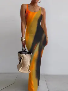 Floral Print Backless Spaghetti Strap Cami Dresses for Women, Casual Chic Fitted Sleeveless Scoop Neck Bodycon Dress, Birthday Dresses 2024, Summer Outfits, Dresses for Women, Fashion Women's Dress for Beach Holiday, Style