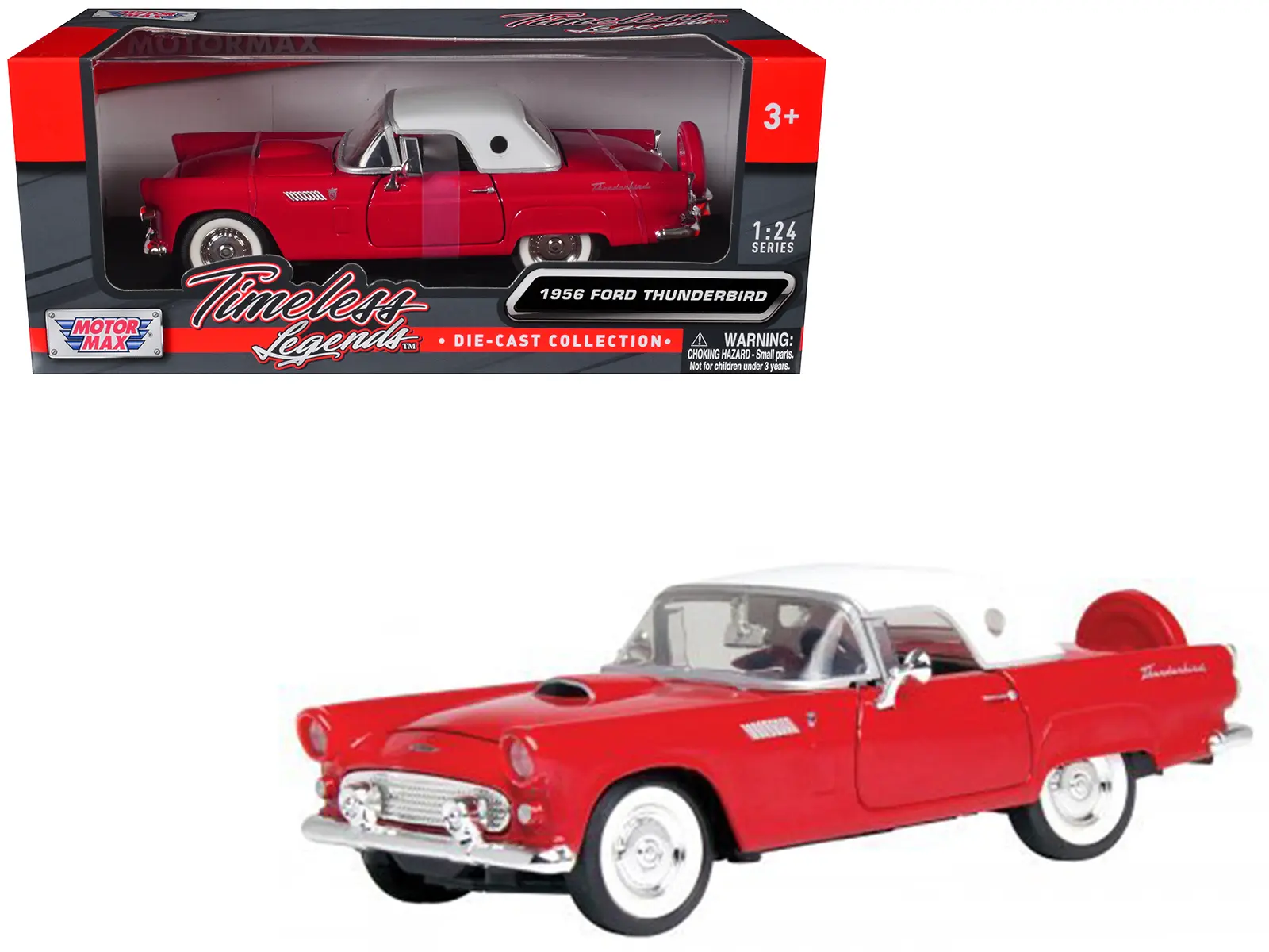 1956 Ford Thunderbird Red 1/24 Diecast Car Model by Motormax