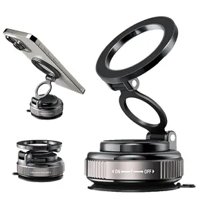 Magnetic Car Phone Holder for MagSafe Vacuum Magnetic Car Phone Mount, 360° Adjustable Magnetic Phone Holder, Hands-Free Suction Cup Phone Holder, Car Phone Holder for All Smartphones, All Car Models, All Vehicles and Gym/Bathroom Mirrors