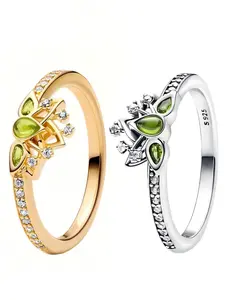 Princess Crown Ring Copper Silver Color Elegant Gift for Girlfriend, Unique Design Jewelry Accessory, Perfect Present Idea