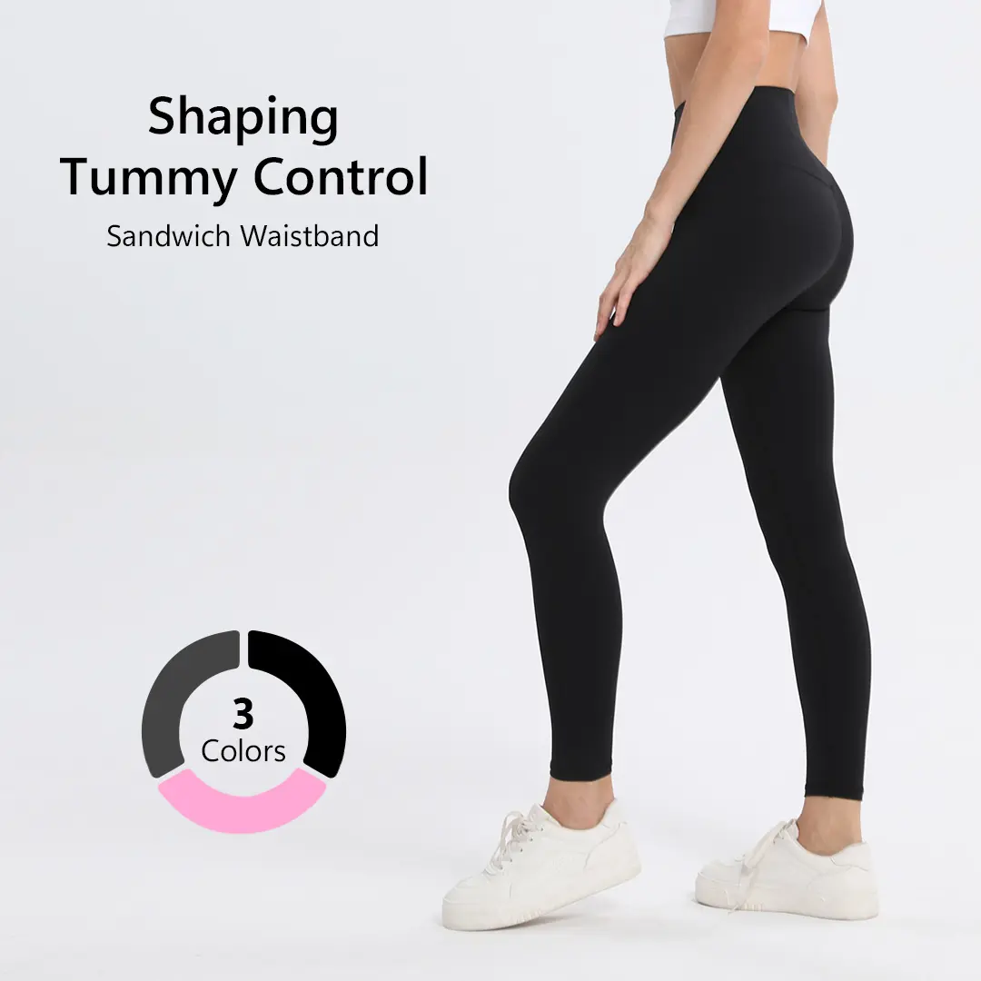 Lightweight high waisted shaping leggings, basic yoga pants, moisture wicking and breathable, abdominal compression, suitable for running, cycling, and fitness, without awkward lines