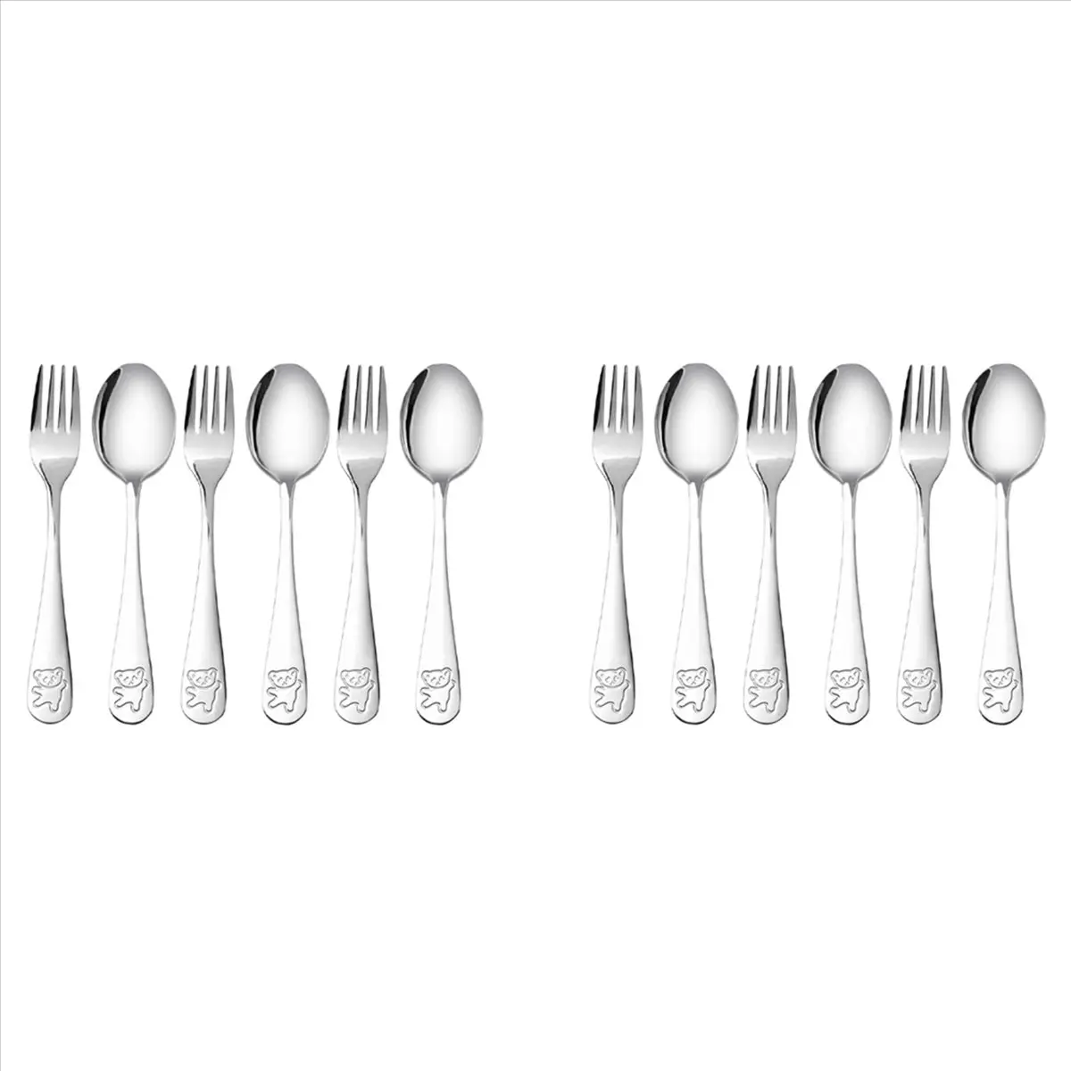2 set Stainless Steel Child Safety Cutlery Bear Children Spoon and Fork Set Toddler Utensils Metal Cutlery Set