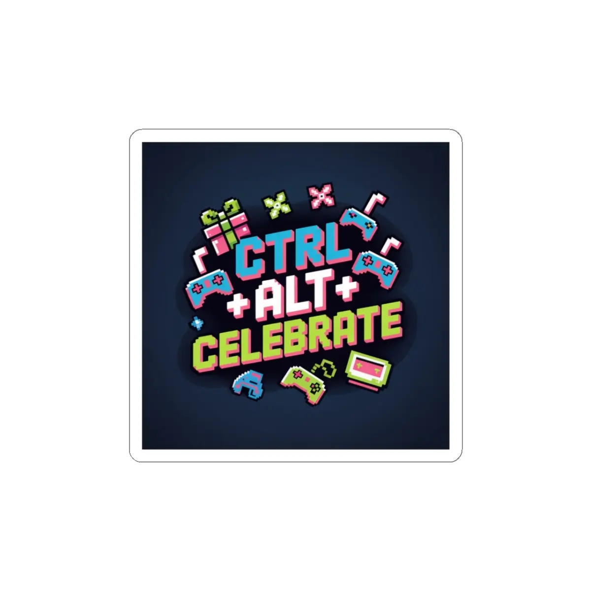 CTRL ALT Celebrate Sticker | Coding gamer, pixel art, desk laptop decal