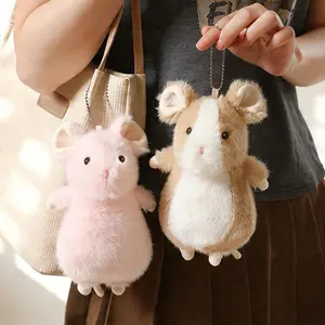 Cute Hamster Plush Keychain, Kawaii Stuffed Animal Pendant, Soft Backpack Charm, Mini Pocket Companion, Emotional Support Plush Toy, Anxiety Relief Gift, Cute Desk Decor, Birthday, Christmas & Valentine’s Day Gift for Girls, Kids and Teens