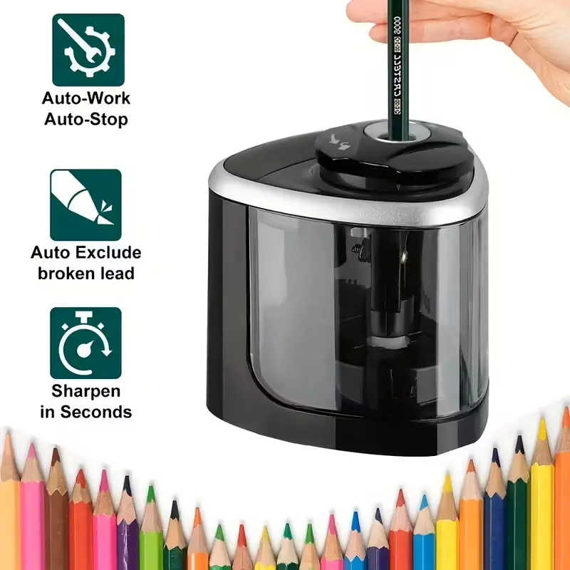 Electric Pencil Sharpener - Automatic Sharpening, Auto-stop, Fast Sharpening, Compact and Portable,Ideal for Home & Classroom& Office