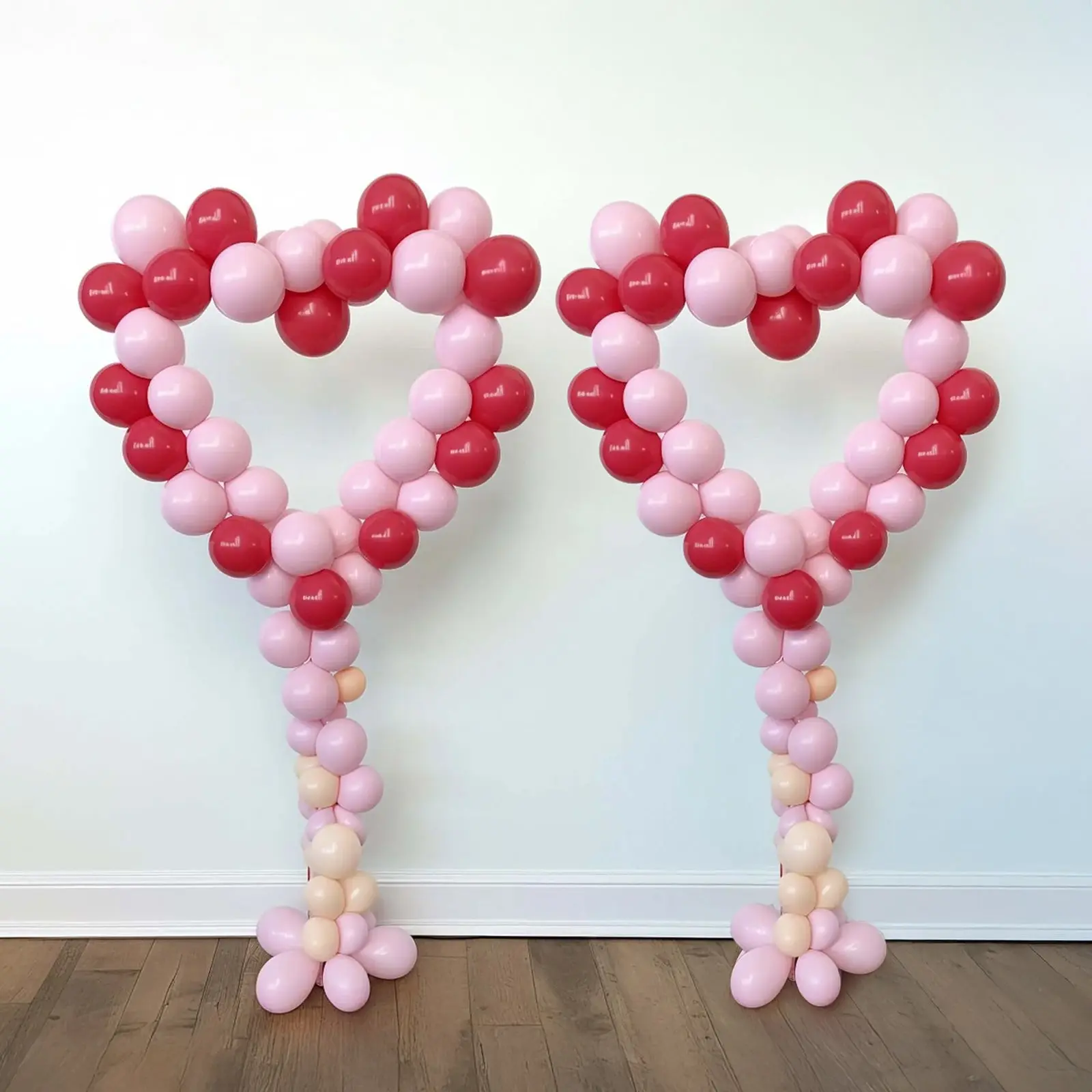 Balloon Stand Kits - 2 Pack White Heart-Shaped Plastic Arch Kit with 1x Balloon Base, 5ft Holder Column, 3x Transparent Straight Sticks, 8x Curved Sticks for Birthday Decor, 1 X Balloon Base
