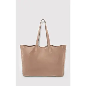 SUEDE SHOPPER BAG IN SILVER MINK