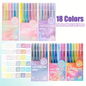 18 Color Glitter Gel Pens Set, Large Capacity 1.0mm Round Tip, Ideal for Accounting, Planning, Drawing, Adult Coloring Books, Office Supplies, Art Supplies