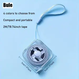 2m/6ft Cute Mini Blue Soft Tape Measure, Portable Extendable Locking Mechanism, Clear Cm/inch Scale, Ideal for Tailors, Home Use, Waist, Chest, Height Measurement