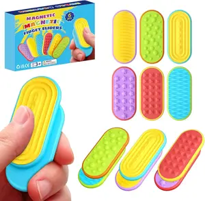 6 Pack Sensory Magnetic Fidget Toys – Textured Silicone Magnetic Sliders for Autism & ADHD, Quiet Stress Relief Desk Fidget Toys for Adults, Office, Travel & Classroom
