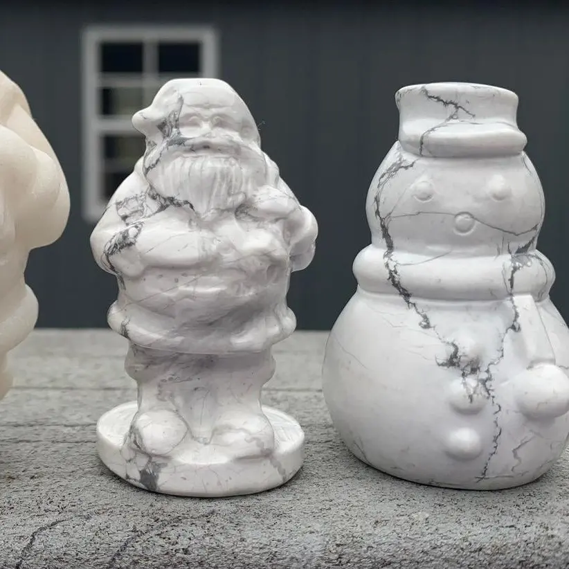 Crystal Christmas Carvings | Santa Claus, Snowman, Natural Crystal Decoration