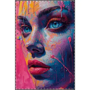 Vibrant Pop Art Portrait Satin Poster | Colorful Painted Woman Face