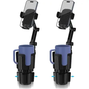 2 Pack Phone Holders for Your  Cupholder, 2 in 1 Cell Phone Holder Mount with Cup Holder Expandable Base, 360  Rotating , Fits  4-7" Smartphones and  Bottles