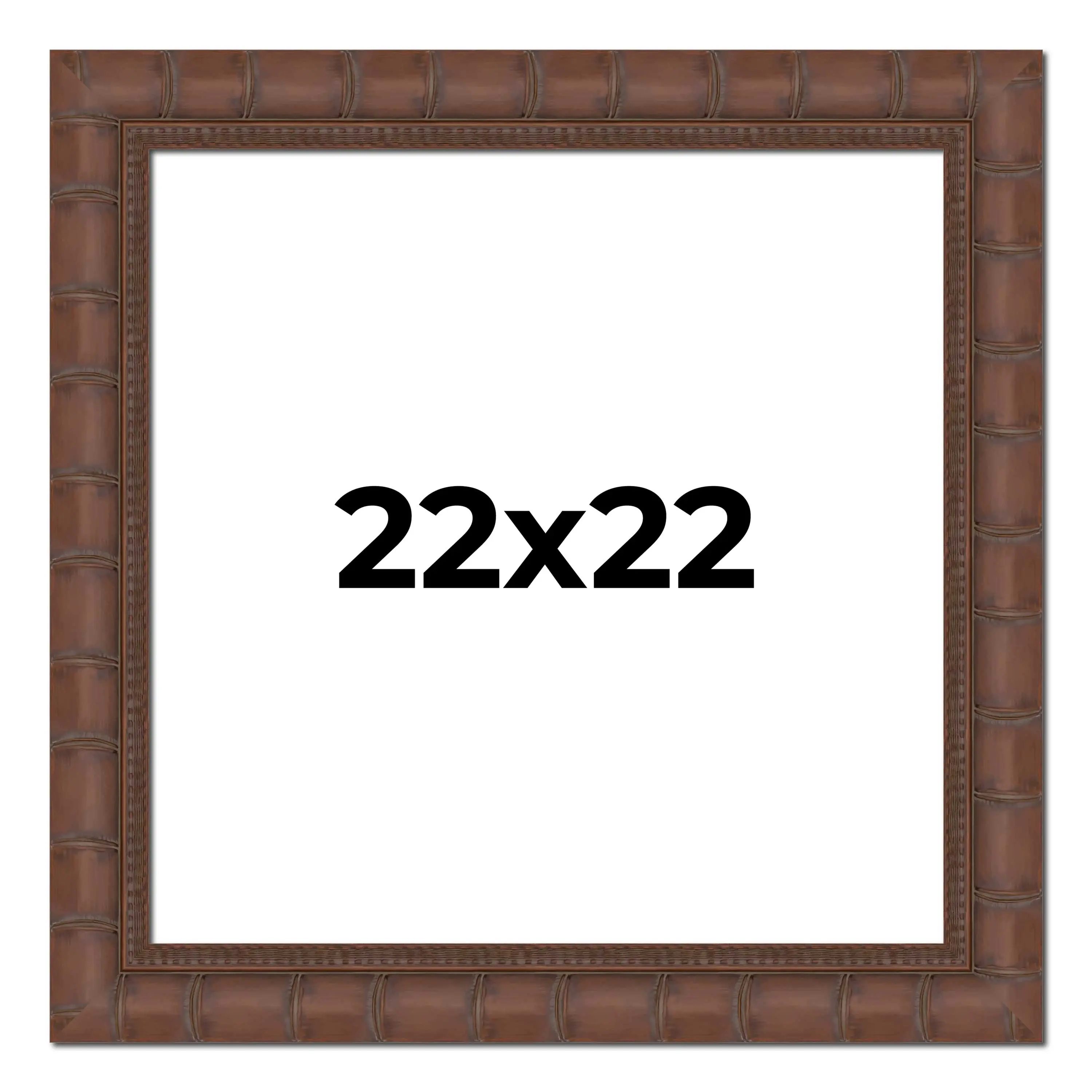 22x22 Brown Wide Bamboo Picture Frame - UV Acrylic, Foam Board Backing, Hanging Hardware