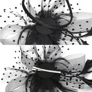Fascinators Hats 20s 50s Pillbox Hat Cocktail Tea Party for Women (Black, One Size)