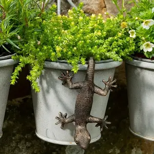 Gecko  Design Garden Resin Sculpture, Cartoon Theme Miniature Decor, Realistic Hanging Statue for Plants & Outdoor Spaces, Garden Sculptures, Decoration, No Batteries Needed