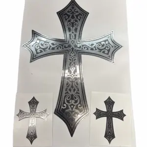 Chrome Viynl Cross decal sticker Printed Design with Intricate Patterns and Multiple Sizes for Versatile Use