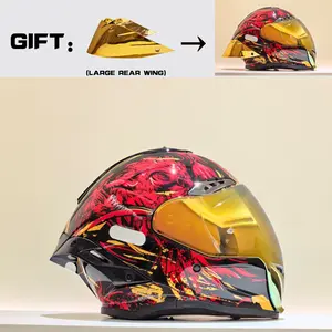 Nbtk Brand Full-Face Motorcycle Helmet, A cool big spoiler as a gift.ECE Safety Certification.Abs Material with Eps Padding, Adjustable Ventilation, UV Protection, Unisex, 3C & Dot Certified