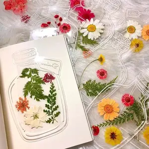 Spring 20Pcs DlY Bookmarks, Transparent Dried FlowerSpring Bookmarks, Handmade Dried FlowerBookmarks,Flower Bookmarks Maker, HandmadeDlY Transparent Beautiful Flower Page mothersdaygift mothersdaygiftideas Book Reading Stickers Floral Pattern Sticker
