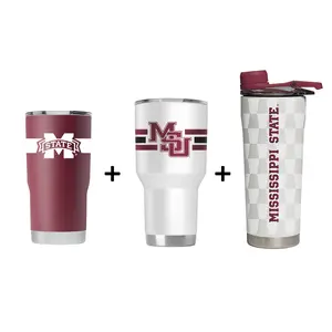 Mississippi State Ultimate Fan Kitchenware & Drinkware Bundle - Stainless Steel Tumbler, Insulated Portable Shaker Bottle, Vacuum-Sealed Temperature-Control Vacuum Flasks