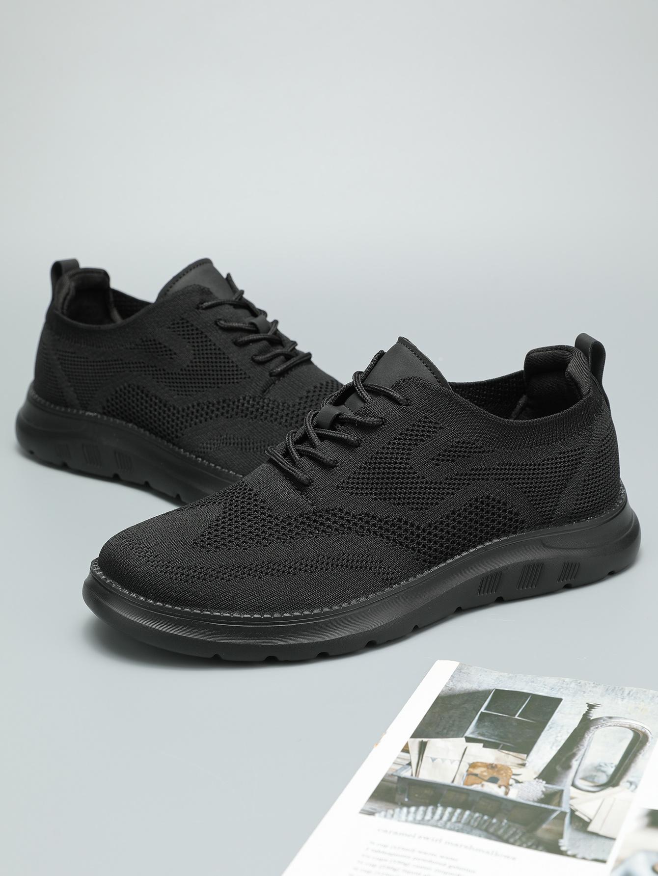 Men's Casual Mesh Breathable Solid Color Slip on Shoes, Lightweight Comfortable Sports Running Shoes,Knitted Mesh Breathable AndComfortable Platform Sneakers Closed Boy Trainer Footwear Runner Training Athletic