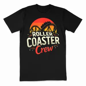 Funny Roller Coaster Crew Amusement Park Rollercoaster Kids T-Shirt Casual Short Sleeve Round Neck T-Shirt