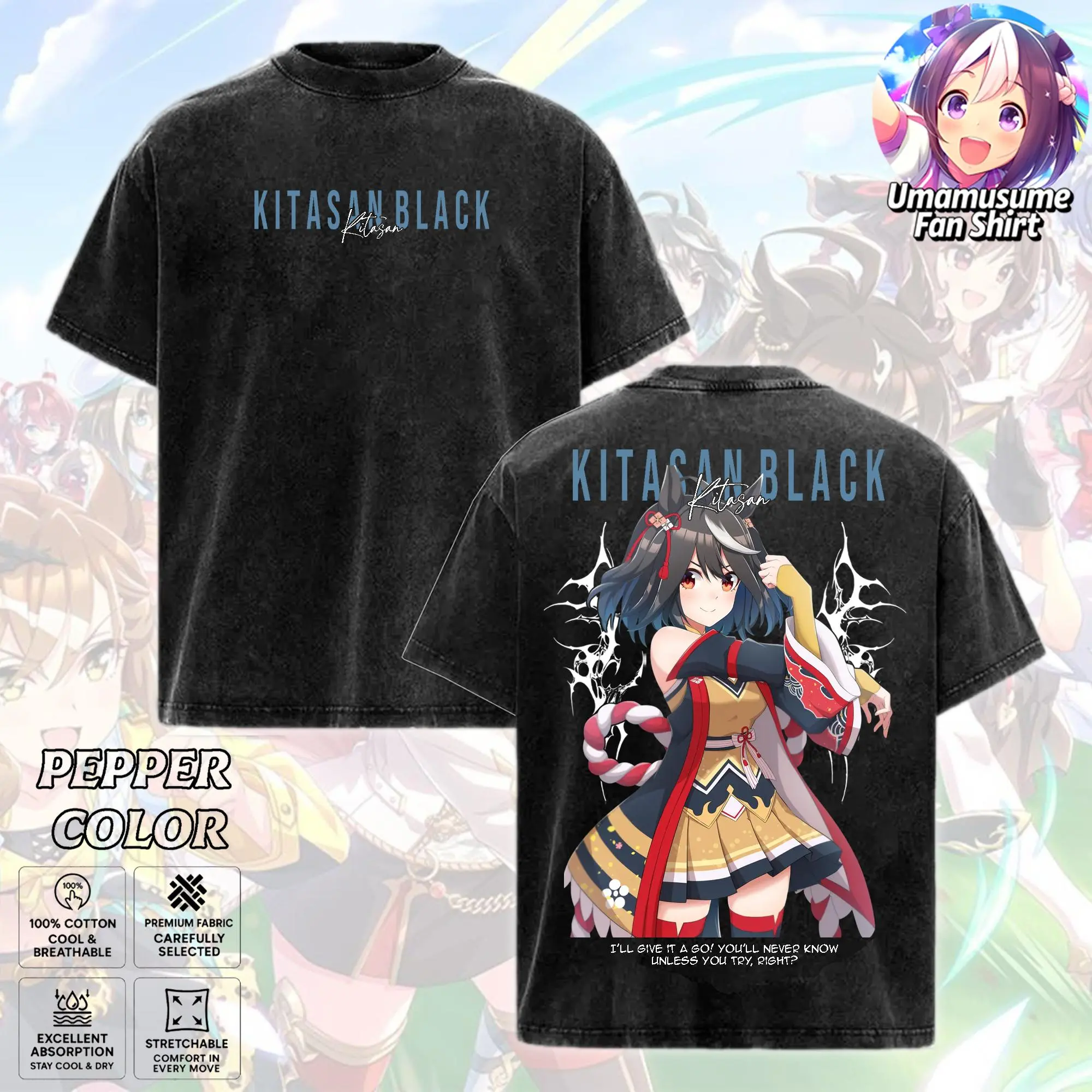 [Uma Musume Fan Shirt] Collection Derby Darkside Umamusume Vintage Comfort Colors Oversized T-shirt, Anime Graphic Hot Premium Tee for fans, Y2K Cotton Short-sleeve soft Casual Gym T-Shirt, Heavyweight Crewneck Menswear Streetwear Clothes