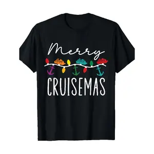 100% Cotton 220gsm Christmas Cruise & Family Matching T-Shirt - Short Sleeve Casual/ Wear with Applique Logos, Machine Washable Holiday Party Outfit for Year-Round Events (Round Neck)